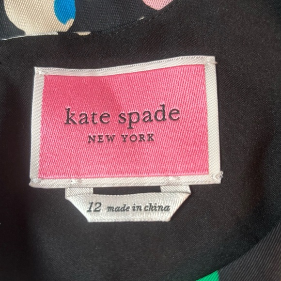 Kate Spade Meadow Shift Dress Size 12 Black Silk Blend Multicolor Floral - Picture 7 of 9